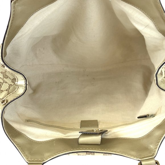 GUCCI Brown GG Canvas Leather 211944 Tote Bag Shoulder Handbag - Picture 10 of 10